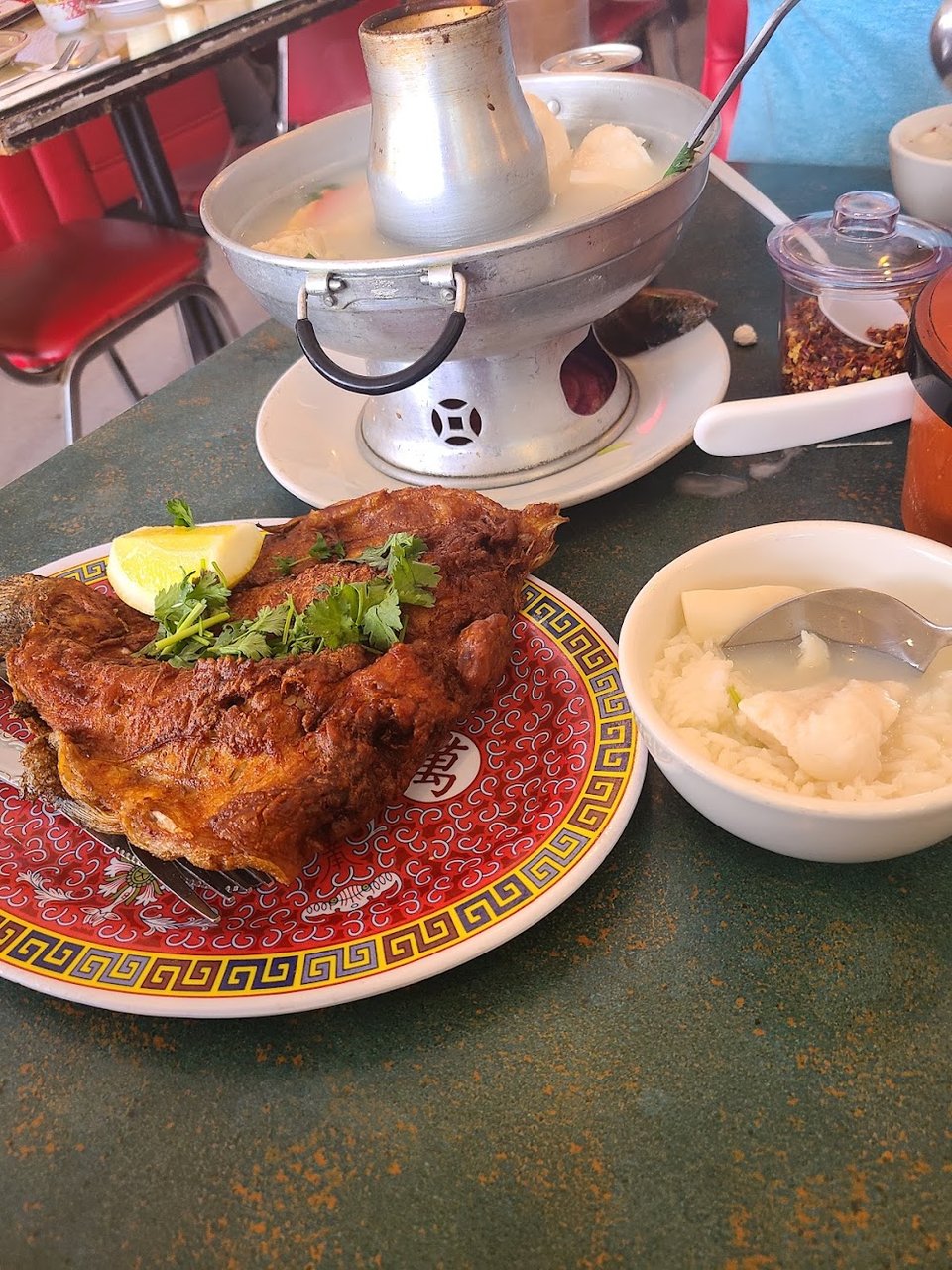 7 Seas Soup White Rice Fried Fish